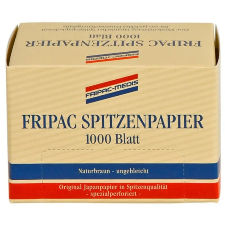 Box mit braunen ungeblichen Spitzenpapierblättern von Fripac Spitzenpapier Naturbraun