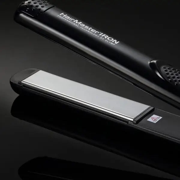 Schwarzes Haarglätteisen Olympic Hairmaster Iron y2b für glattes, glänzendes Haar