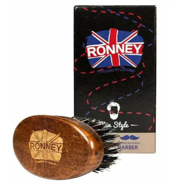 Holzrasierbürste und Verpackung für den RONNEY Professional Beard Brush Small Dark