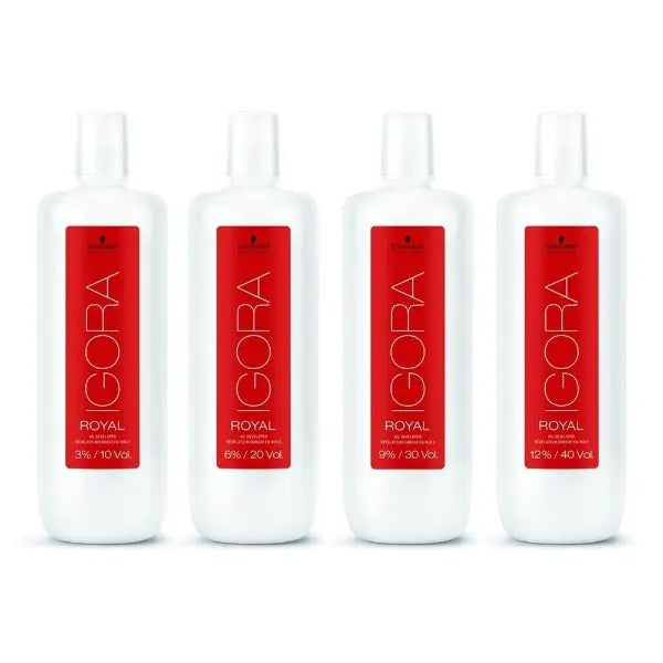 Vier Flaschen Schwarzkopf Igora Royal Öl-Entwickler für Haartönung