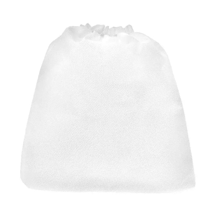 Weiße Kordelzugtasche für Staubabsaugung Silber