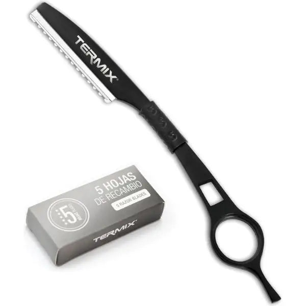 Schwarzes Rasiermesser mit Rasierklingen für dünnhaarige Haare vom Termix Styling