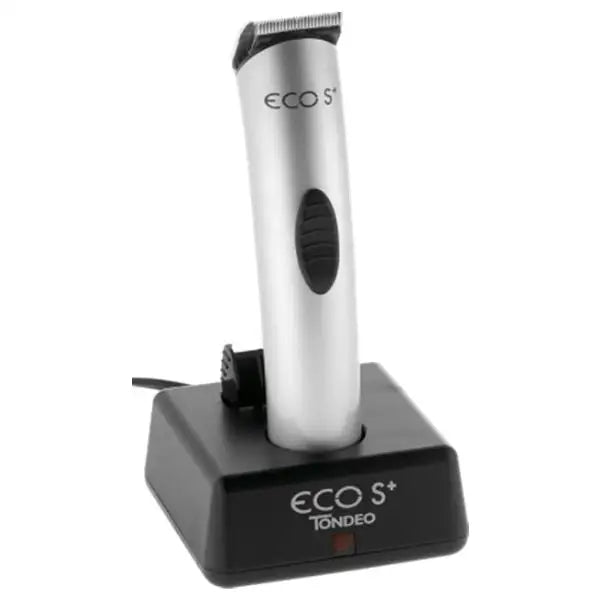 Silber schwarzer elektrischer Haarschneider Tondeo Eco S Plus auf Ladestation
