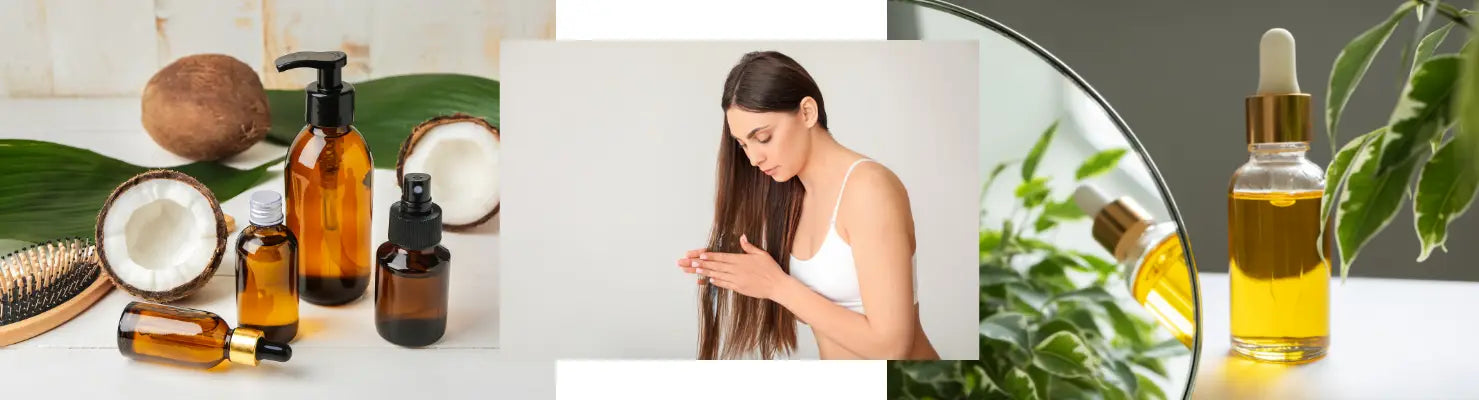 Frau trägt Alfaparf Milano Haaröl auf, um die Haare zu pflegen und zu nähren