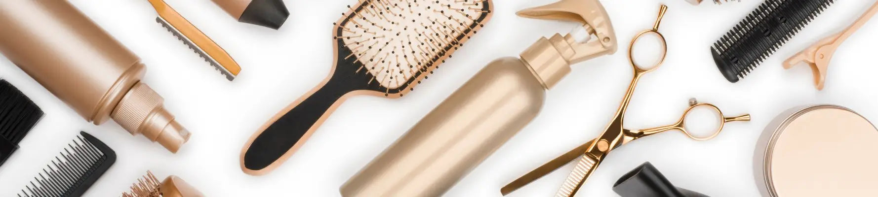 Haarstyling Tools Sammlung mit Haarschneide- und Stylingprodukten für professionelles Frisieren