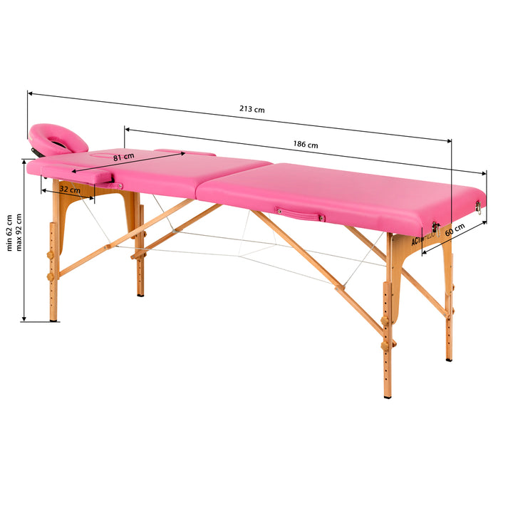 Klappbare Massageliege aus Holz Komfort 2 Segmente rosa