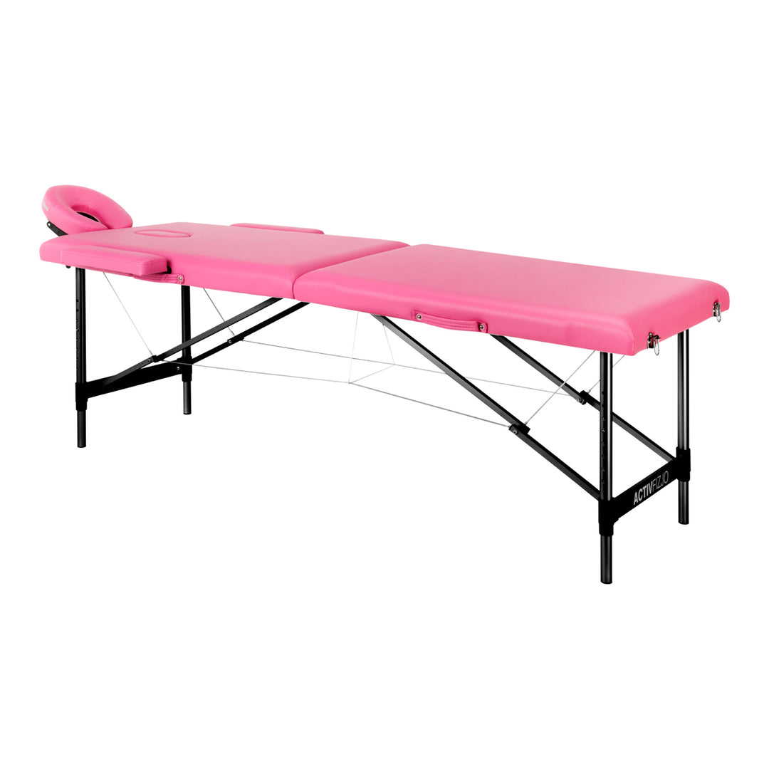 Klappbare Massageliege Aluminium Comfort 2 Segmente rosa schwarz