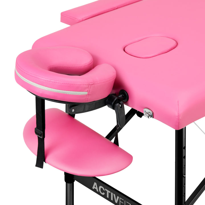 Klappbare Massageliege Aluminium Comfort 2 Segmente rosa schwarz