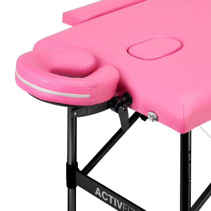 Klappbare Massageliege Aluminium Comfort 2 Segmente rosa schwarz