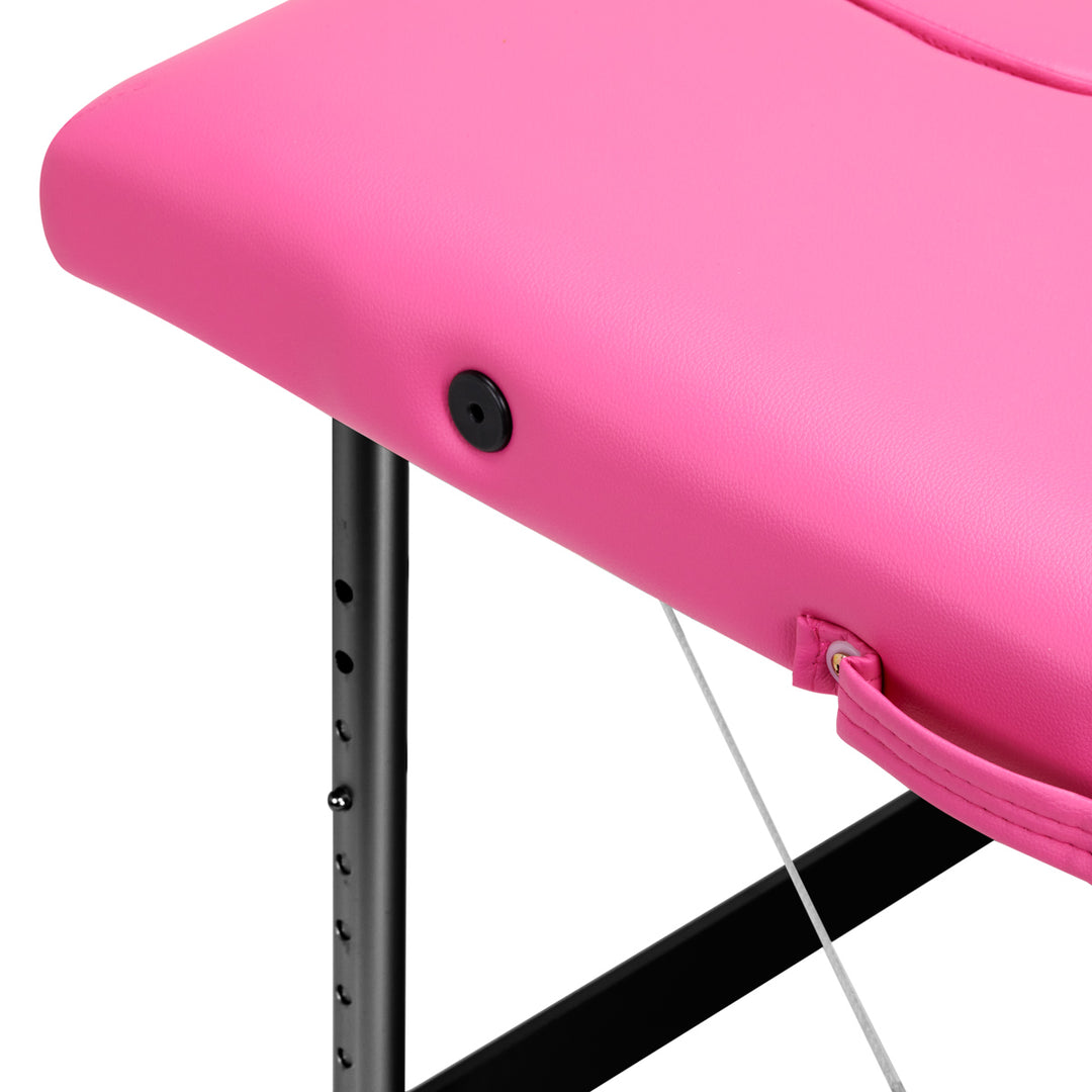 Klappbare Massageliege Aluminium Comfort 2 Segmente rosa schwarz