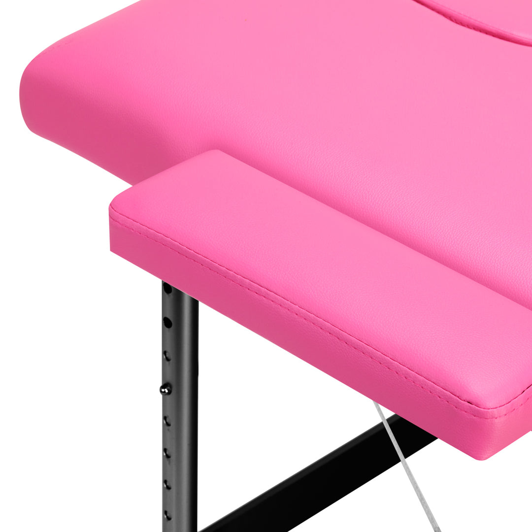 Klappbare Massageliege Aluminium Comfort 2 Segmente rosa schwarz