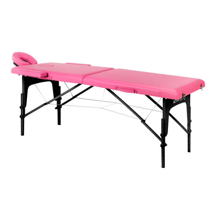 Klappbare Massageliege aus Holz Komfort 2 Segmente rosa schwarz Holz