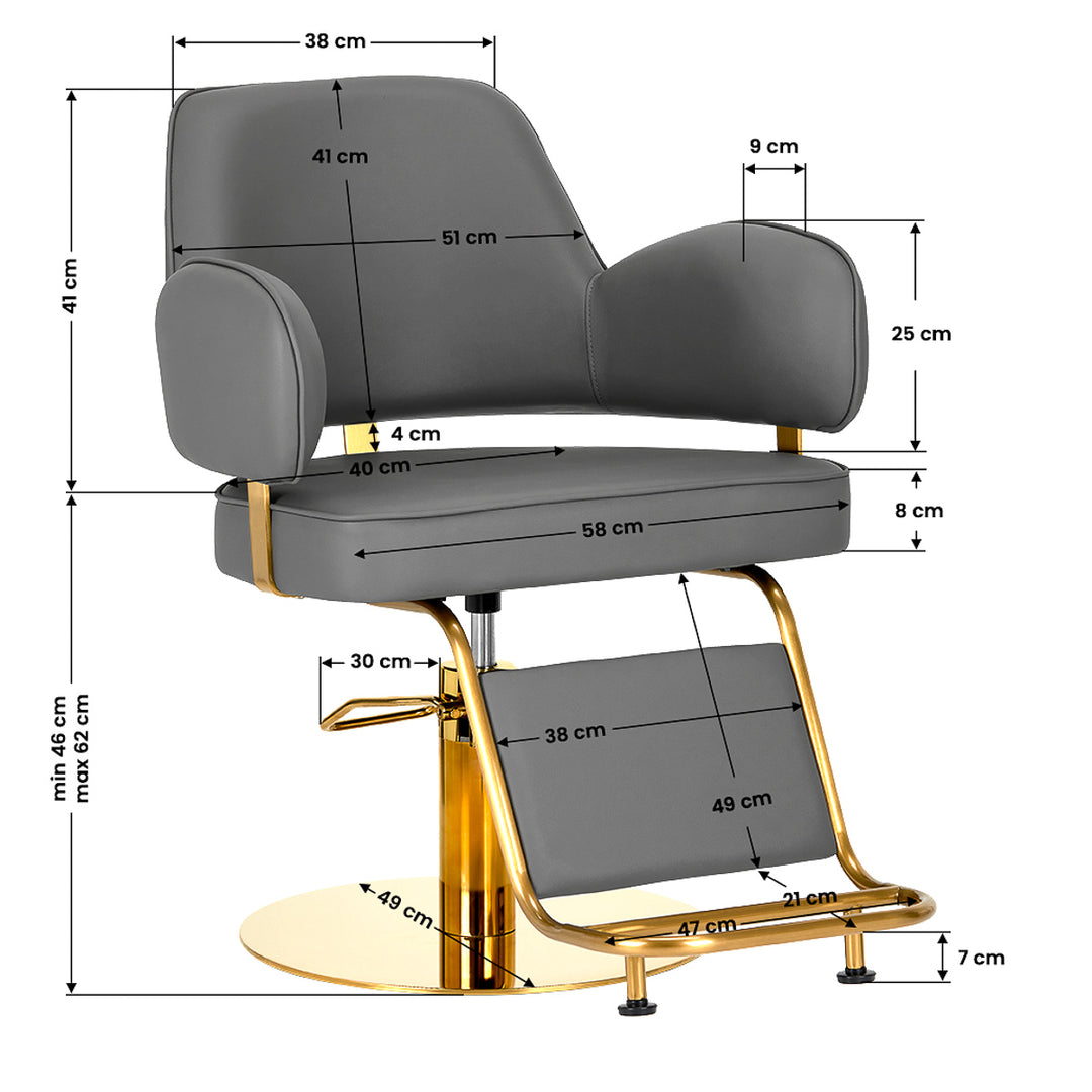 Friseurstuhl Gabbiano Linz NQ Gold Grau