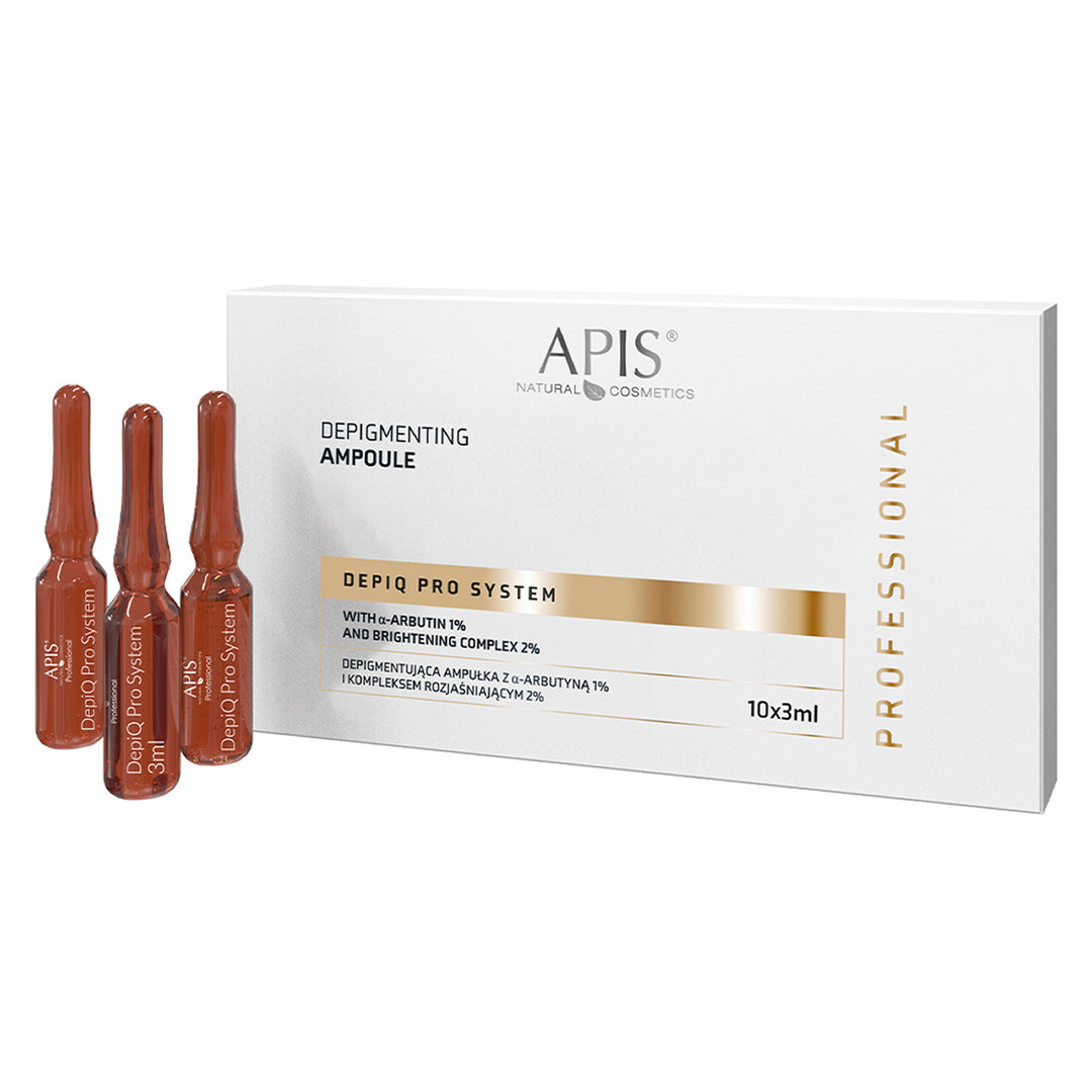 APIS DEPIQ PRO SYSTEM Depigmentierende Ampulle mit αarbutin 1% und Aufhellungskomplex 2%, 10x3ml