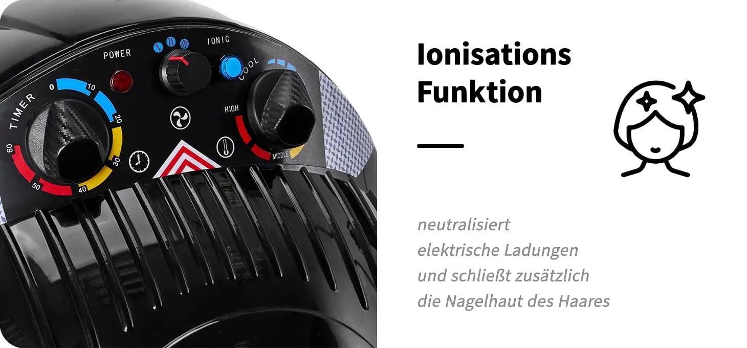 Gabbiano Centurion LVI-203S dreistufiger Ionen-Haartrockner schwarz