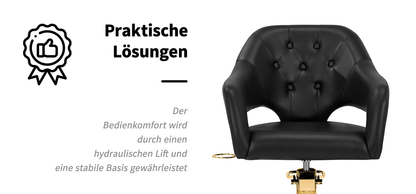Gabbiano Friseurstuhl Parma Gold Schwarz