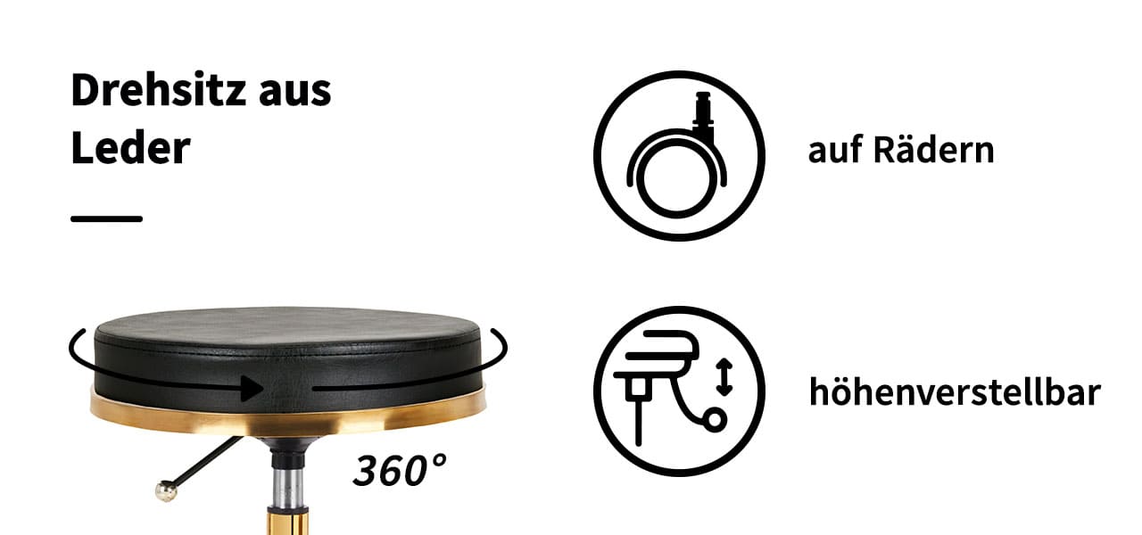 Friseur- und Kosmetikhocker H4 Gold Schwarz