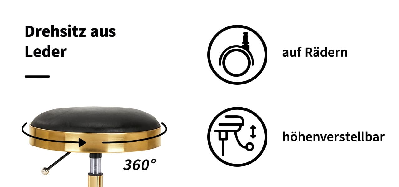 Friseur- und Kosmetikhocker H7 Gold Schwarz