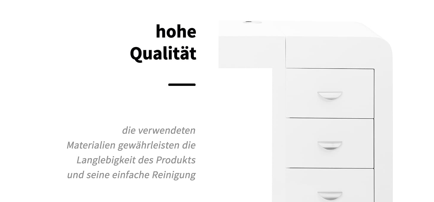 Kosmetikschreibtisch 312 links weiß