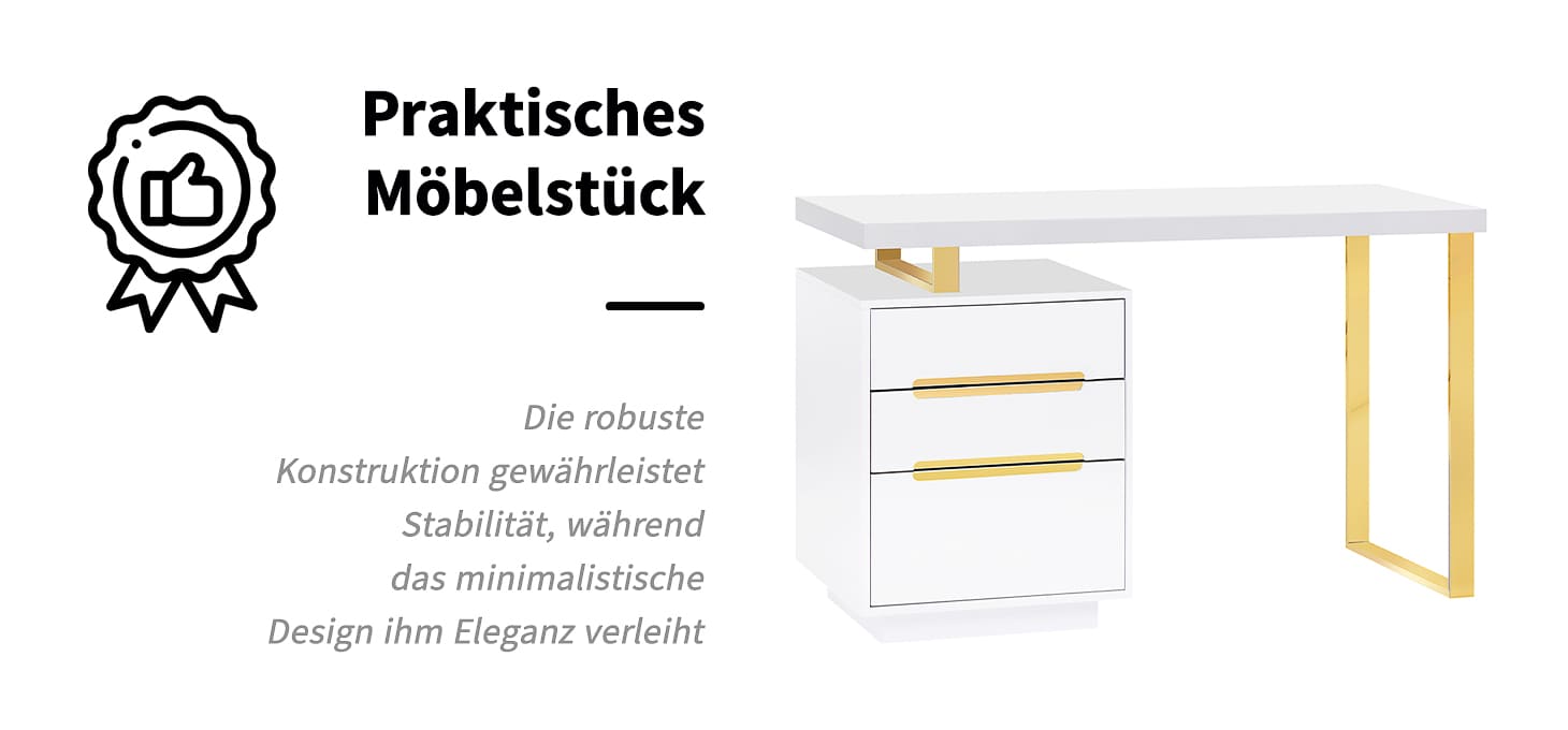 Kosmetiktisch 3311G Gold Weiß