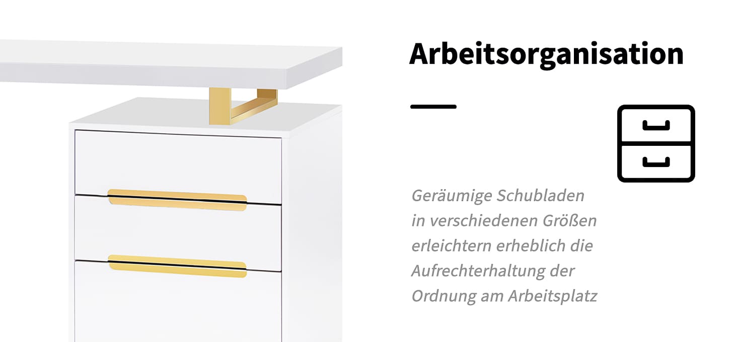 Kosmetiktisch 3311G Gold Weiß