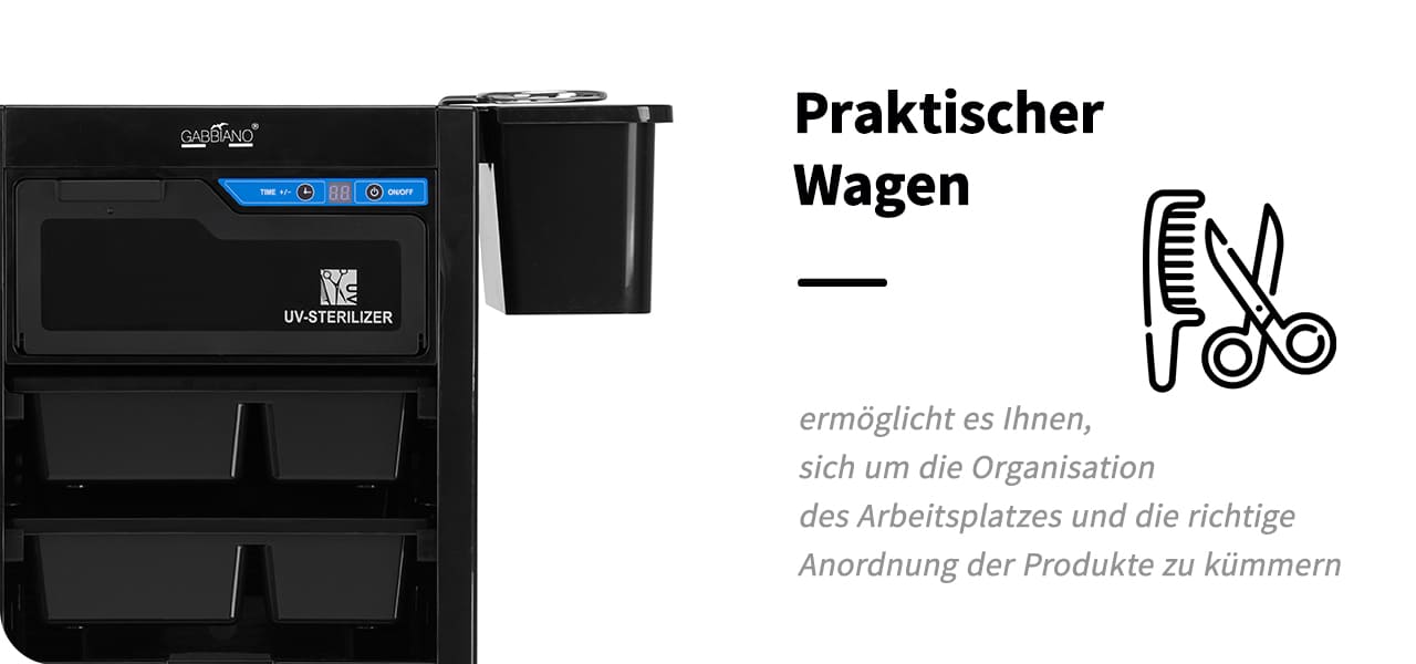 Gabbiano Friseurwagen mit UV-Sterilisator 68UV schwarz