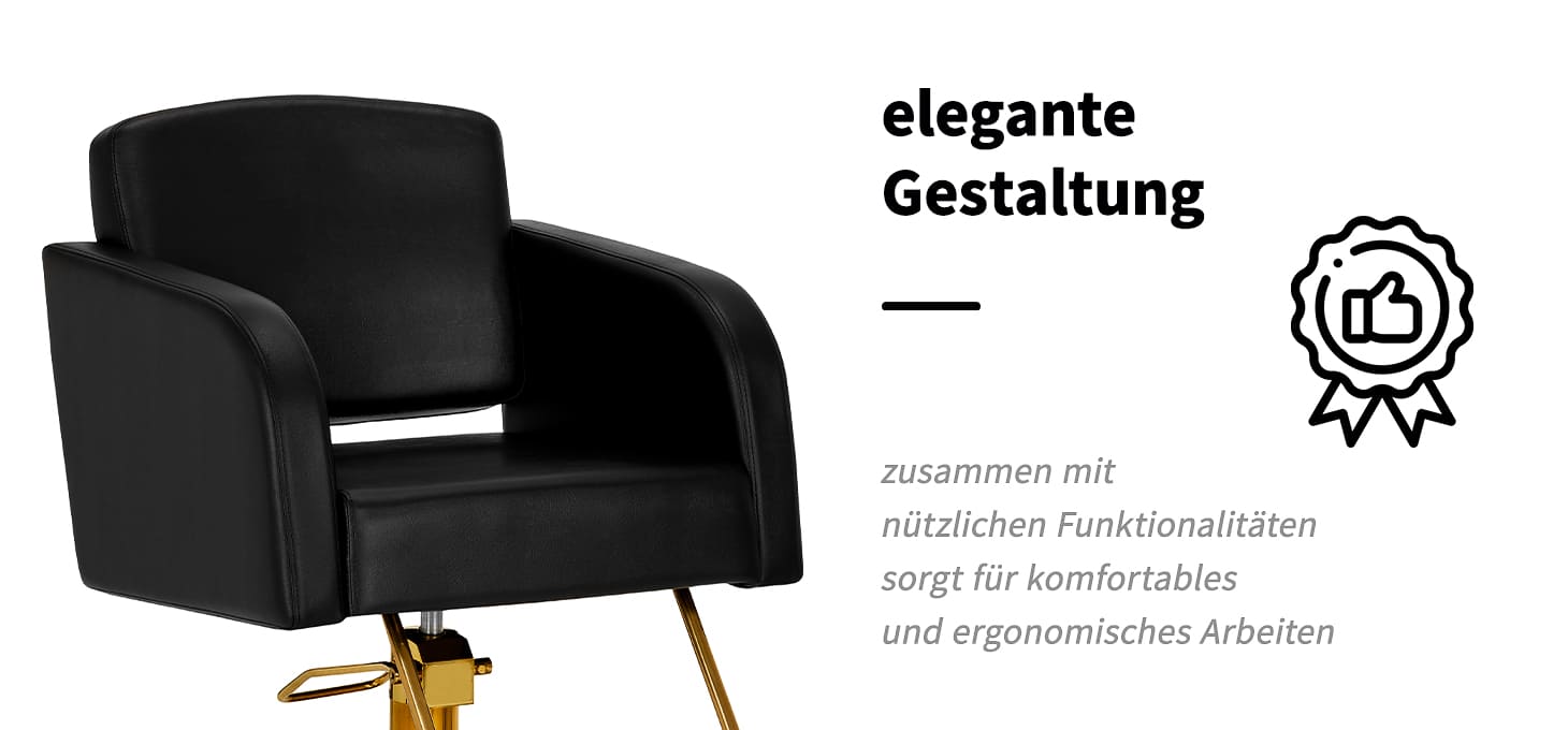 Friseurstuhl Gabbiano Turyn Schwarz Gold