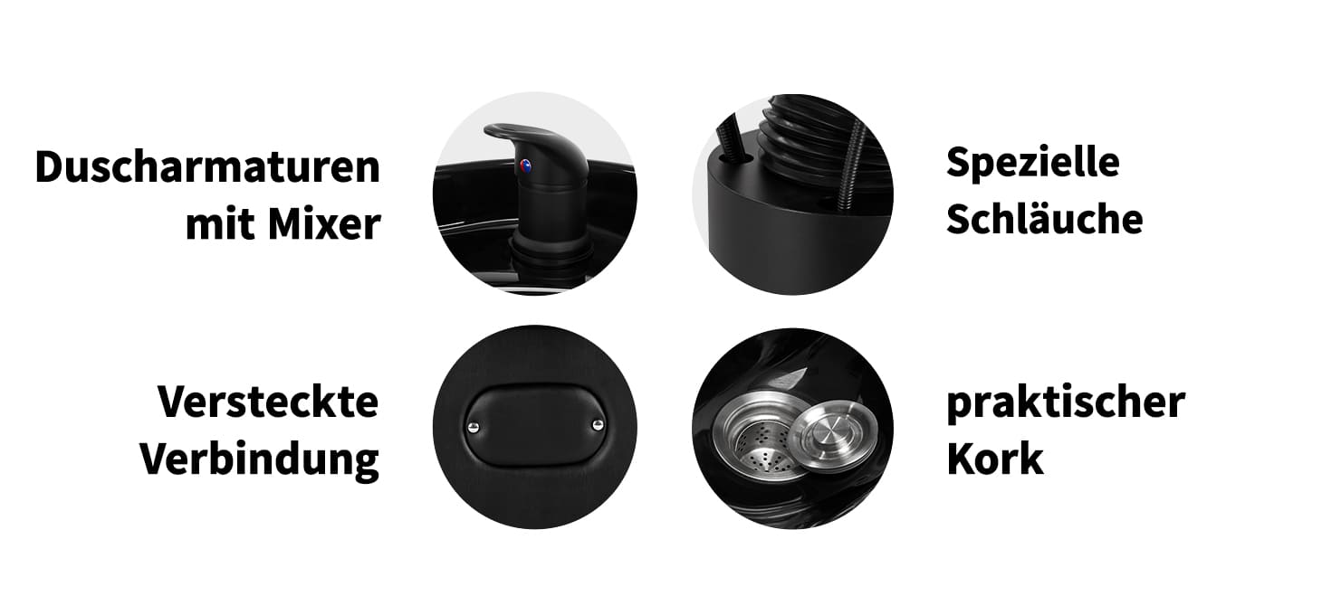 Friseurwaschanlage Modena schwarz