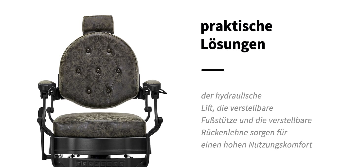 Barberstuhl President altes Leder grün