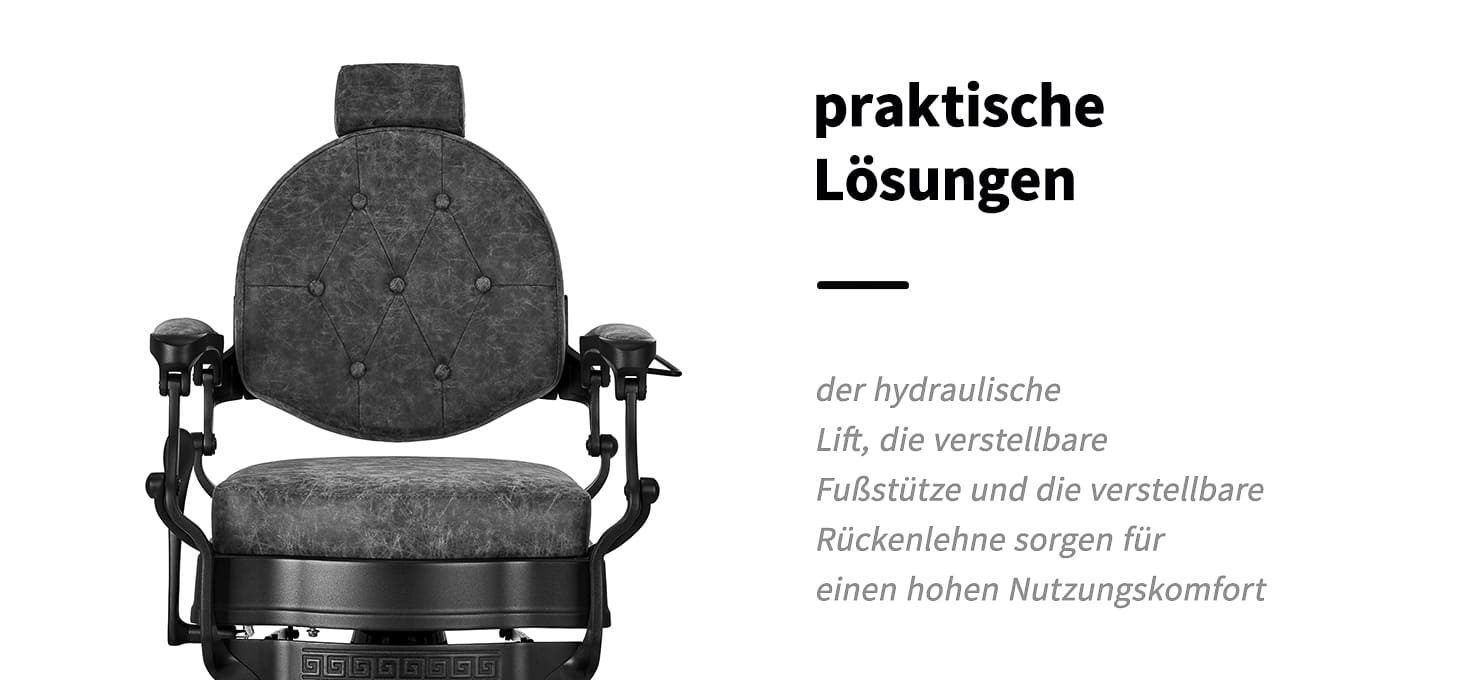 Barberstuhl President altes Leder grau