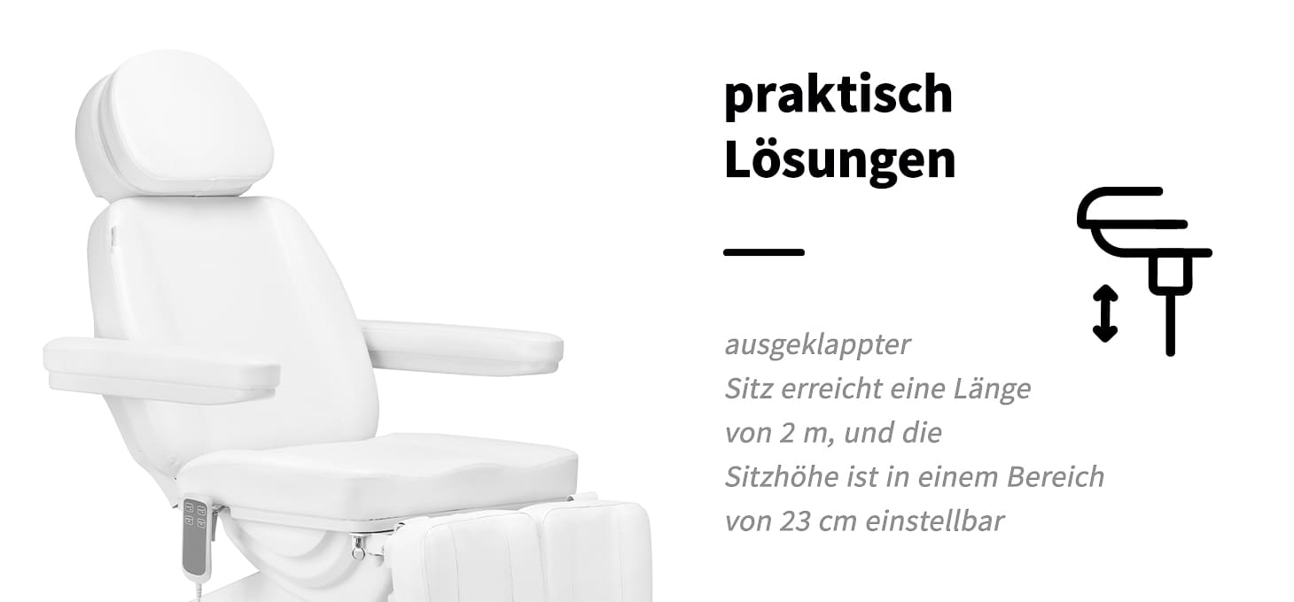 Elektrische Kosmetikliege SILLON CLASSIC 3 Motoren mit Pedi-Wiege weiß