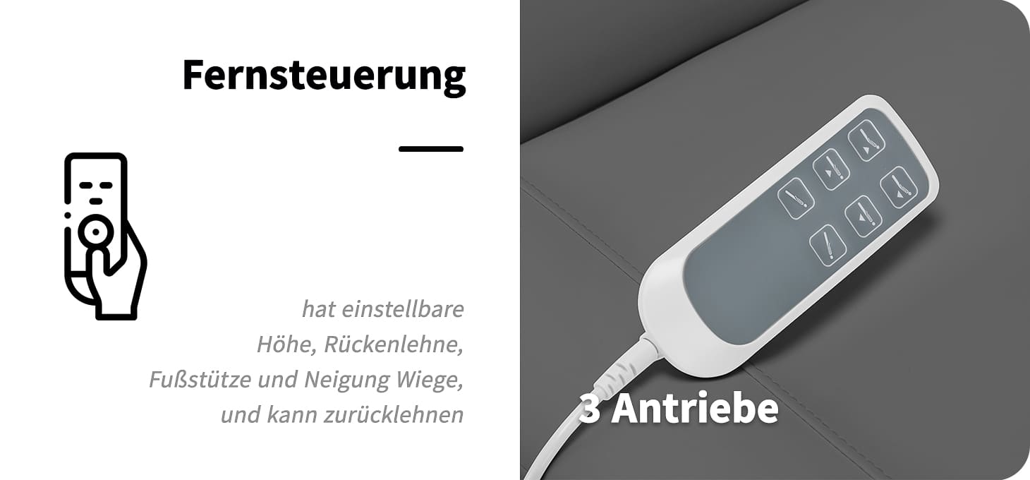 Elektrische Kosmetikliege SILLON CLASSIC 3 Motoren mit Pedi-Wiege grau