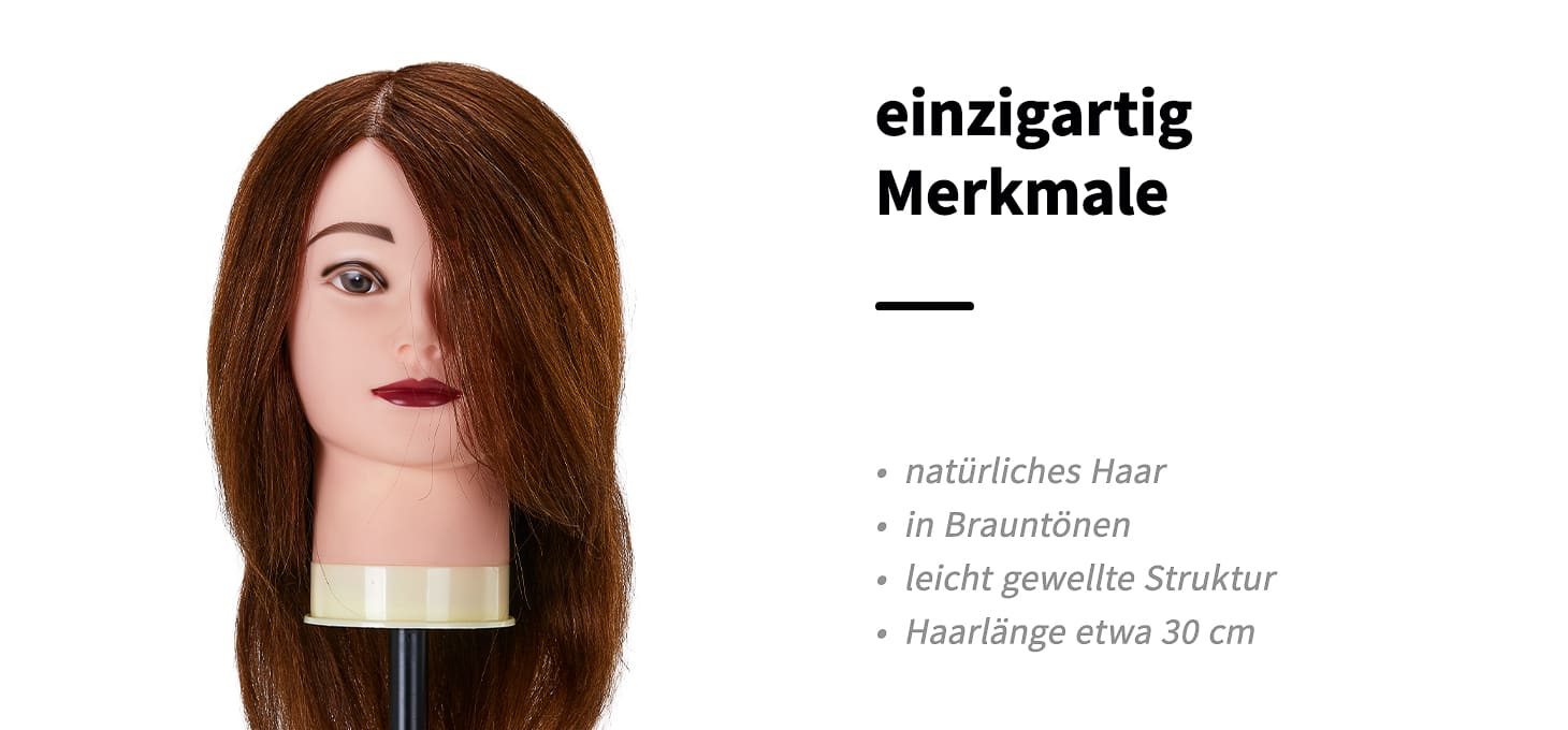 Friseur-Trainingskopf von Gabbiano WZ1 mit echtem Haar Farbe 4# Länge 16’’