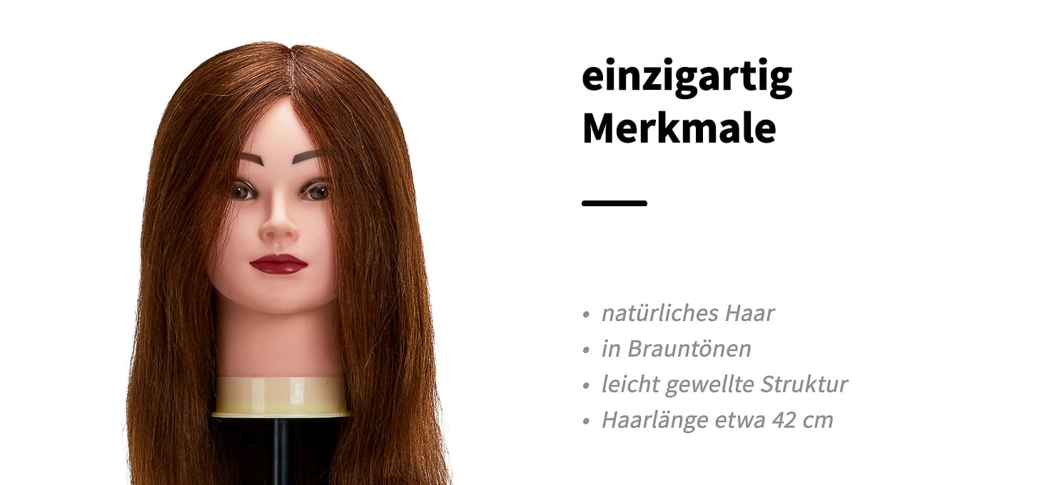 Friseur-Trainingskopf von Gabbiano WZ1 mit echtem Haar Farbe 4# Länge 20’’