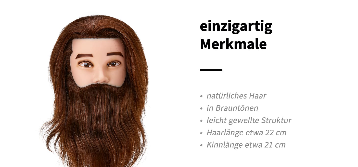 Gabbiano Übungskopf WZ4 mit Naturhaar und Bart