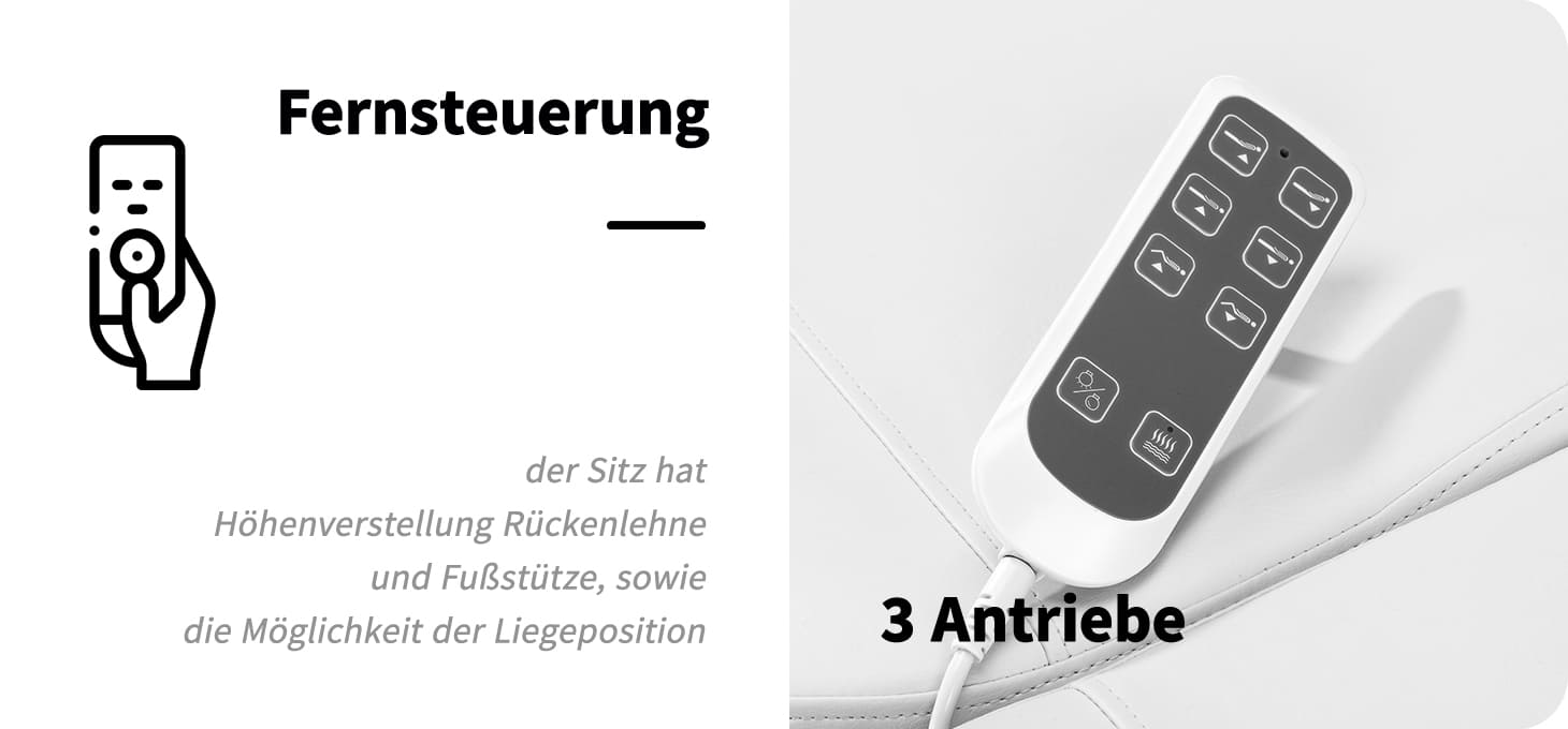 Elektrischer Kosmetiksessel SILLON Luxury 3 Motoren weiß Fußschalter