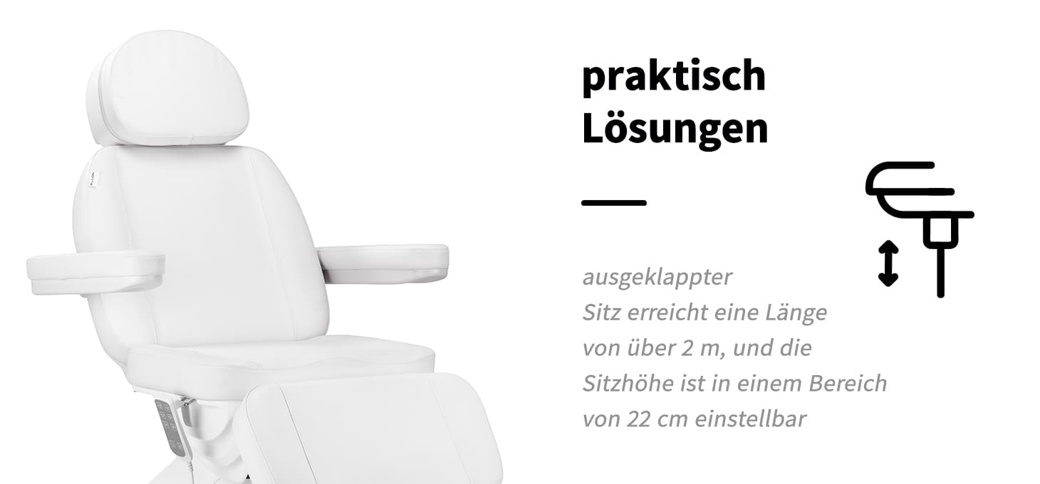 Elektrischer Kosmetiksessel SILLON Luxury 3 Motoren weiß Fußschalter