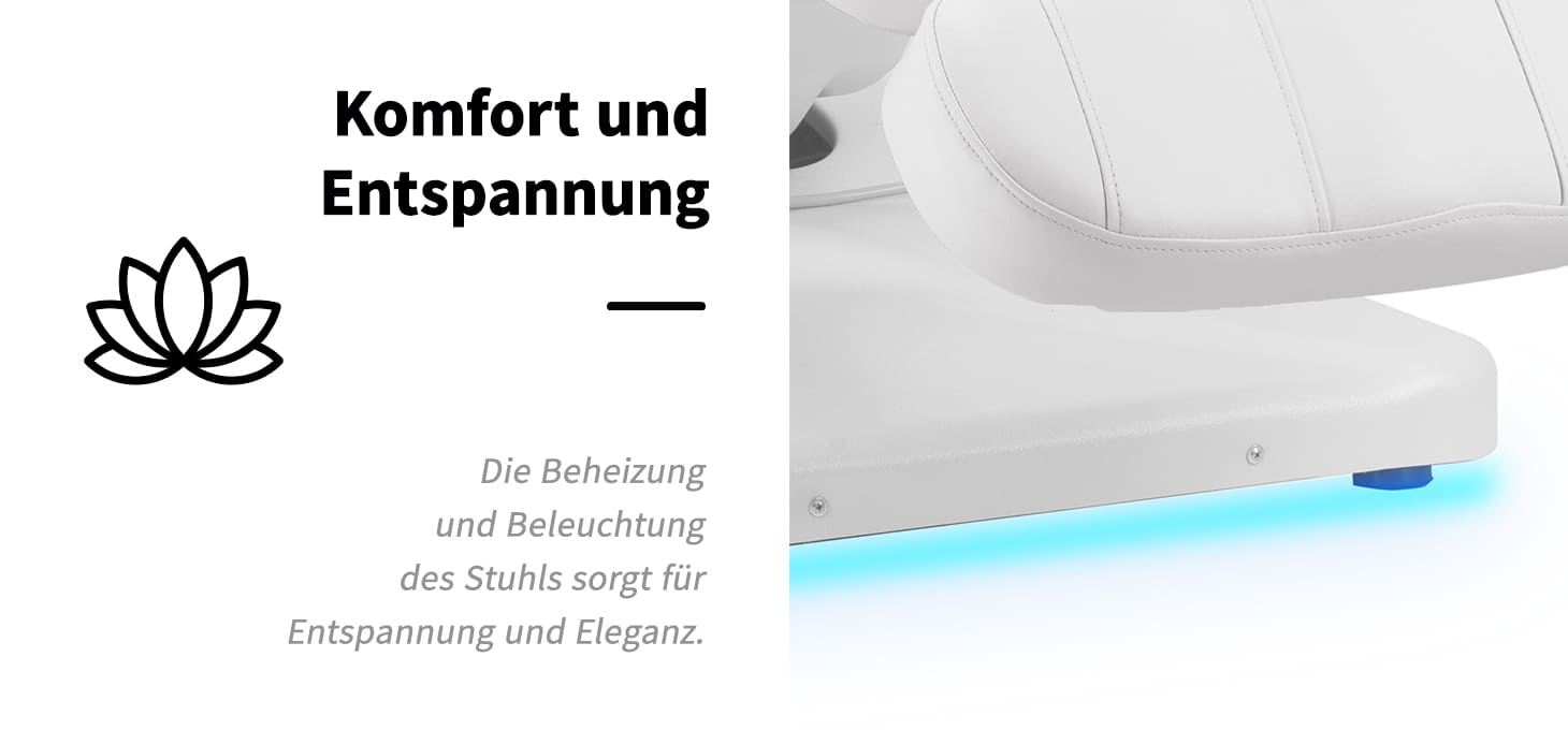 Elektrischer Kosmetiksessel SILLON Luxury 3 Motoren weiß Fußschalter