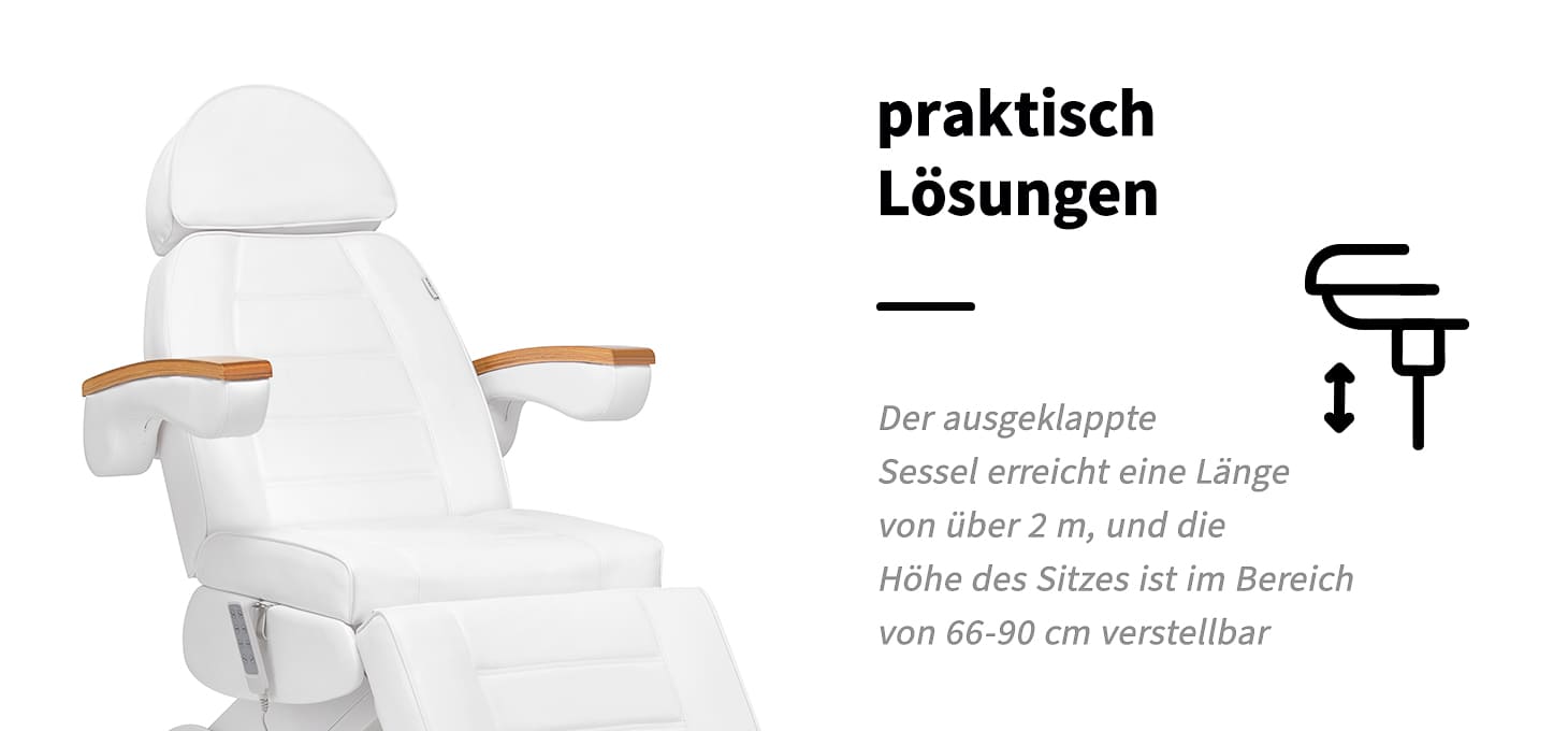 Kosmetikstuhl elektrisch Lux 4M D weiß mit Wiege