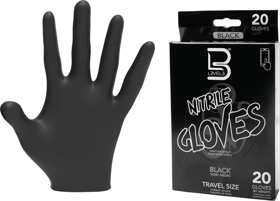 L3VEL3 Nitrile Gloves Black Travel Size