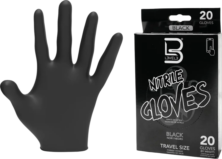 L3VEL3 Nitrile Gloves Black Travel Size