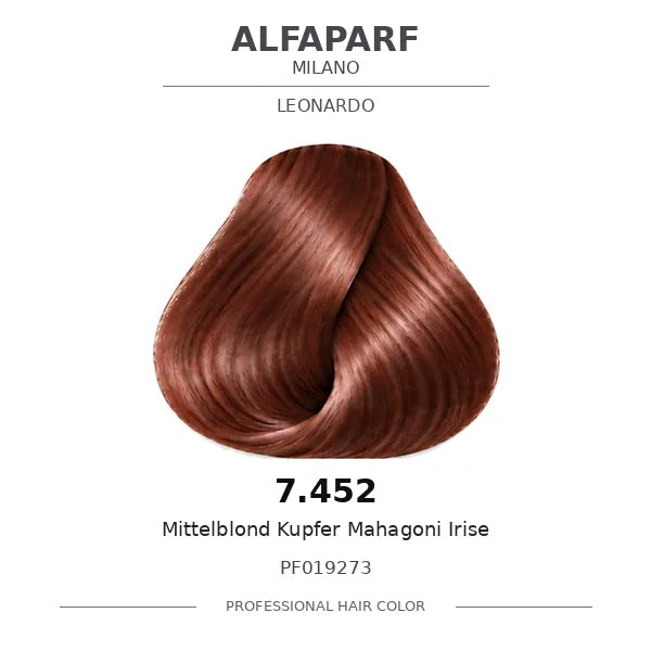 Alfaparf Milano Evolution of the Color Leonardo 7.452 – Mittelblond Kupfer Mahagoni Irise, PF019273