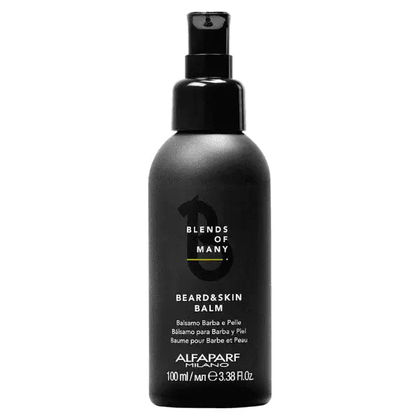 Schwarze Flasche des Alfaparf Milano Blends of Many Beard & Skin Balm