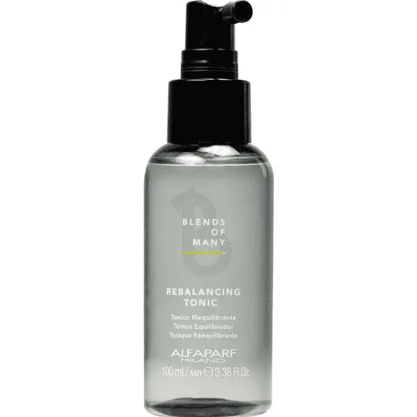 Haarbalancierender Tonic in klarer Flasche mit schwarzem Pump, Alfaparf Milano