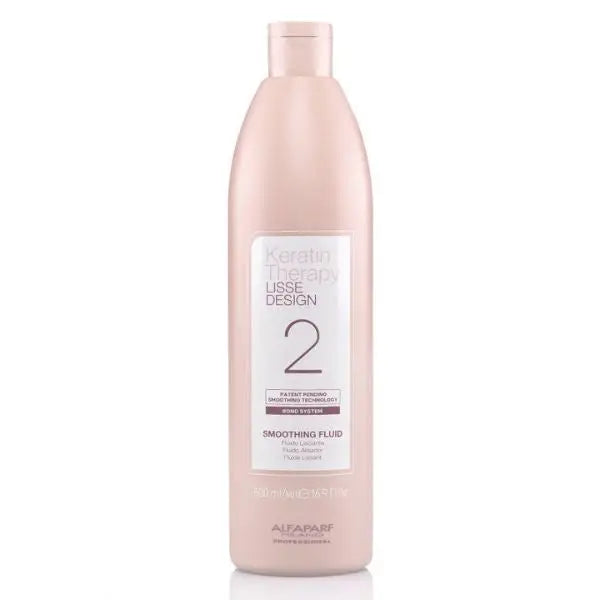 Rosa Flasche mit Glättungsfluid für haarpflege von Alfaparf Milano Keratin Therapy