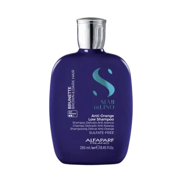 Lila Shampoo-Flasche für braunes Haar Alfaparf Milano Semi di Lino Brunette