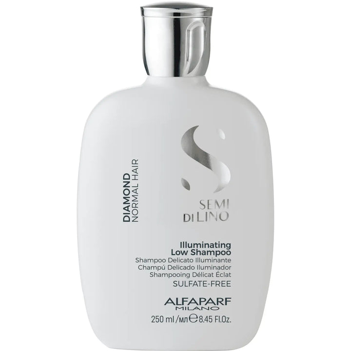 Weiße Flasche des Alfaparf Milano Semi di Lino Diamond Illuminating Low Shampoos
