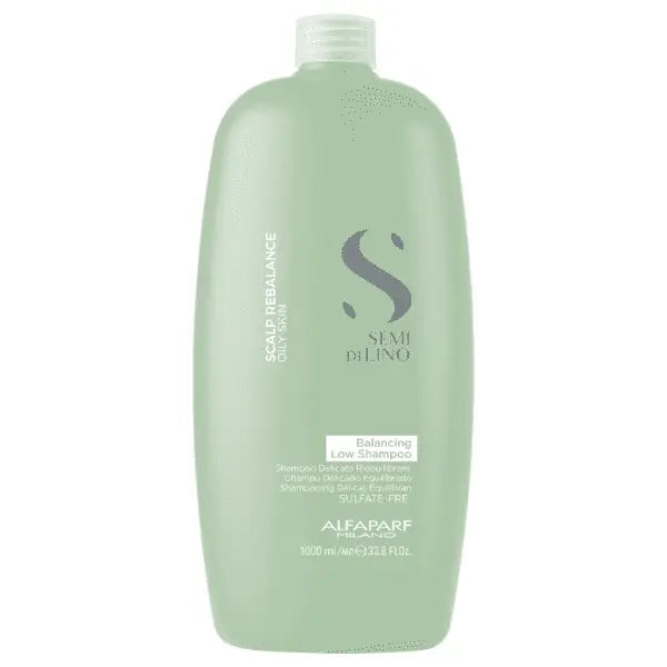 Grüne Shampoo-Flasche Alfaparf Milano Semi di Lino Scalp Rebalance Balancing Low Shampoo