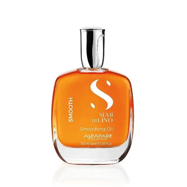 Haar Glättungsöl in klarer Flasche von Alfaparf Milano Semi di Lino Smooth