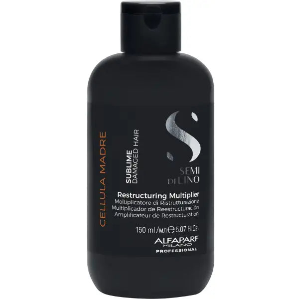 Schwarze Flasche des Alfaparf Milano Semi di Lino Sublime Cellula Madre Restructuring Multipliers